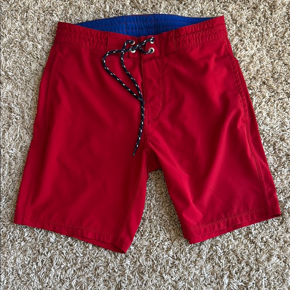 Chubbies Red Board Shorts with Lace-Up Front